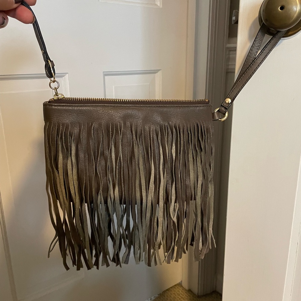 Banana Republic Gray Leather Clutch